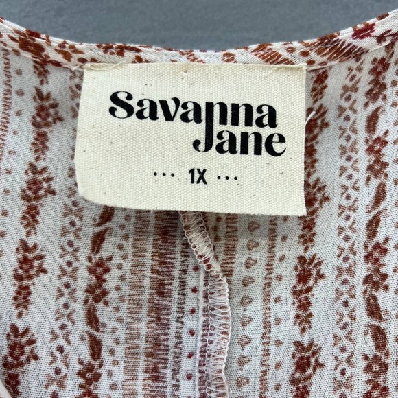 Savanna Jane Women's V-Neck Babydoll Top Size 1X Embroidered - Picture 7 of 11